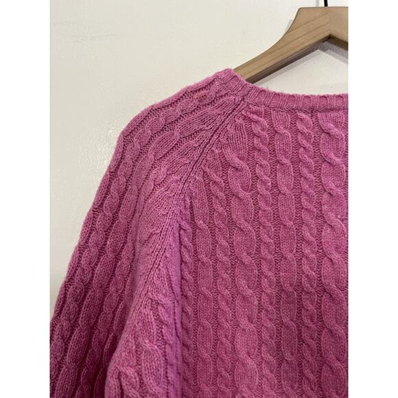 Vtg Y2K 90s Cable Knit Wool Academia Fisherman Sweater XL Preppy Cabincore Doll - Picture 10 of 14